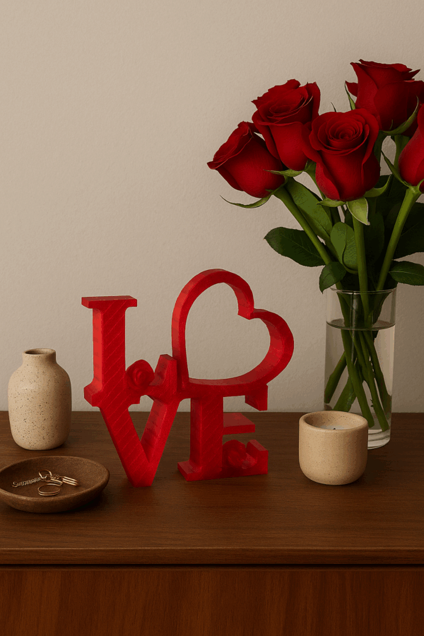 LOVE beeld met rozen